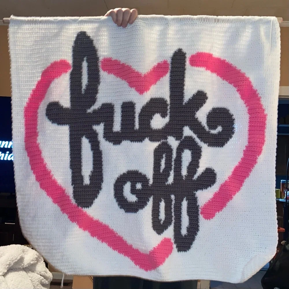 Crocheted F-Off Tapestry